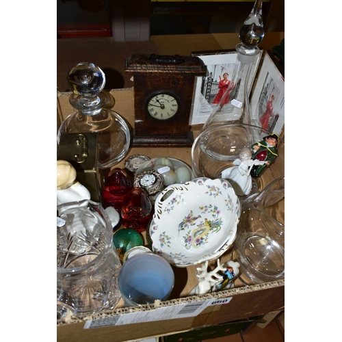 660 - ONE BOX AND THREE LOOSE ITEMS OF GLASSWARE AND HOUSEHOLD SUNDRIES, to include a set of six glass pic... 