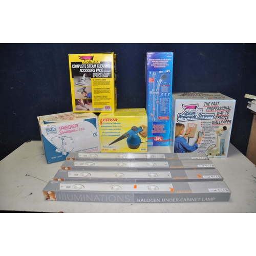 1090 - A SELECTION OF HOUEHOLD ITEMS, to include a Earlex SS100 steam wallpaper stripper, Lervia steam clea... 