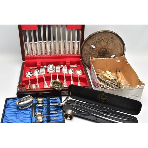 114 - A 'GEORGE BUTLER' CANTEEN AND WHITE METAL FLATWARE, a complete six person canteen of cutlery, kings ... 