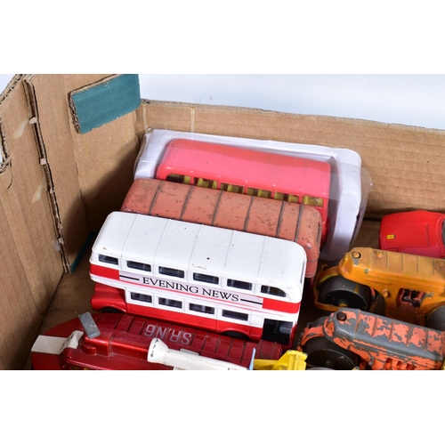 20 - A QUANTITY OF UNBOXED AND ASSORTED PLAYWORN DIECAST VEHICLES, to include Dinky Supertoys Karrier BBC... 