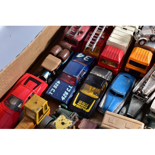 20 - A QUANTITY OF UNBOXED AND ASSORTED PLAYWORN DIECAST VEHICLES, to include Dinky Supertoys Karrier BBC... 