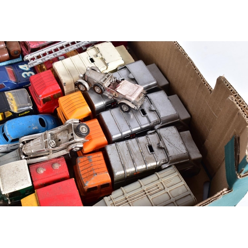 20 - A QUANTITY OF UNBOXED AND ASSORTED PLAYWORN DIECAST VEHICLES, to include Dinky Supertoys Karrier BBC... 