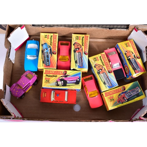 22 - SIX BOXED MATCHBOX SUPERFAST MODELS, Iso Griffo, No.14, lighter blue body, white interior, 2 x Lambo... 