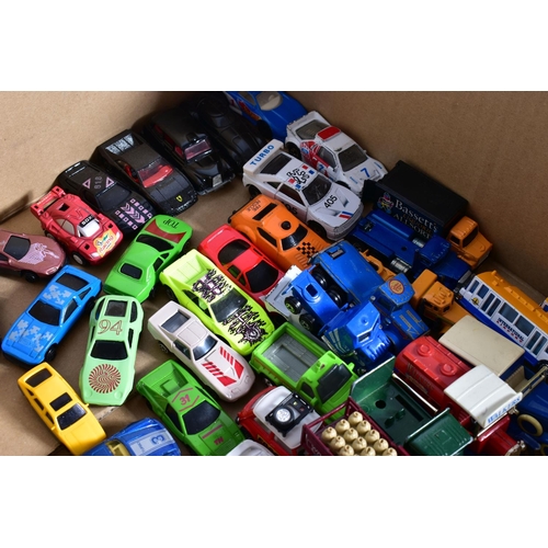 24 - A QUANTITY OF UNBOXED AND ASSORTED MODERN PLAYWORN DIECAST AND PLASTIC VEHICLES, to include a collec... 