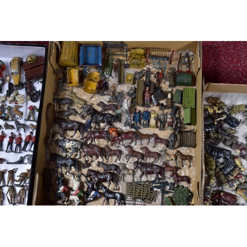 27 - A COLLECTION OF ASSORTED HOLLOWCAST LEAD FIGURES, ANIMALS AND ACCESSORIES, all in playworn condition... 