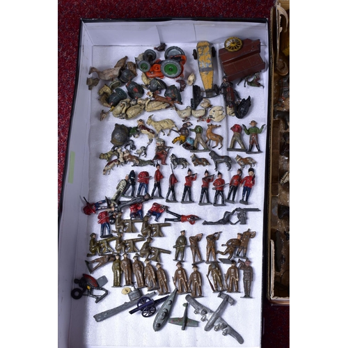 27 - A COLLECTION OF ASSORTED HOLLOWCAST LEAD FIGURES, ANIMALS AND ACCESSORIES, all in playworn condition... 