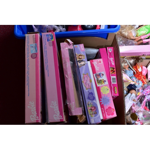 30 - A LARGE QUANTITY OF BOXED AND UNBOXED MODERN BARBIE DOLLS, CLOTHING AND ACCESSORIES, to include boxe... 