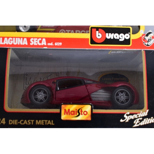 41 - A QUANTITY OF BOXED 1:24 SCALE DIECAST CAR MODELS, Bburago racing cars and Maisto Special Edition, a... 