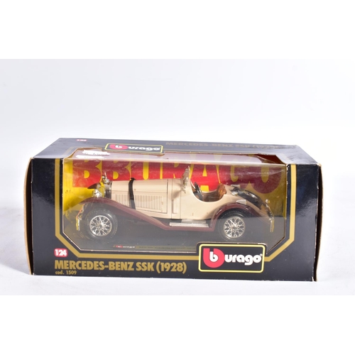 45 - A QUANTITY OF BOXED BBURAGO 1:24 SCALE DIECAST CAR MODELS, mix of 1930's and 1940's sports cars incl... 