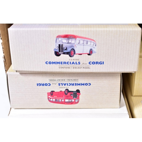 46 - A QUANTITY OF BOXED CORGI CLASSICS BUS, COACH, LORRY AND VAN MODELS, to include Silver Service A.E.C... 