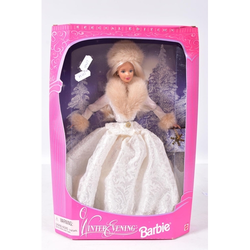 103 - FOUR BOXED MODERN MATTEL BARBIE DOLLS WITH A WINTER THEME, Winter Evening, Snow Sensation, Avon Excl... 