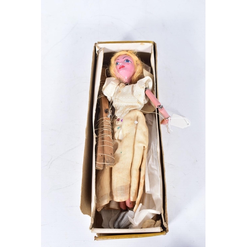 119 - FIVE BOXED PELHAM PUPPETS, SL63 Rabbit, SL Fairy, SM Old Lady/Old Woman with mop and bucket, SM Poli... 