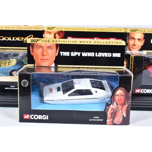 123 - A QUANTITY OF ELEVEN BOXED CORGI CLASSICS MODELS FROM THE DEFINITIVE BOND COLLECTION, all appear com... 