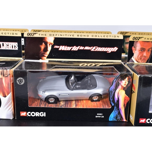 123 - A QUANTITY OF ELEVEN BOXED CORGI CLASSICS MODELS FROM THE DEFINITIVE BOND COLLECTION, all appear com... 