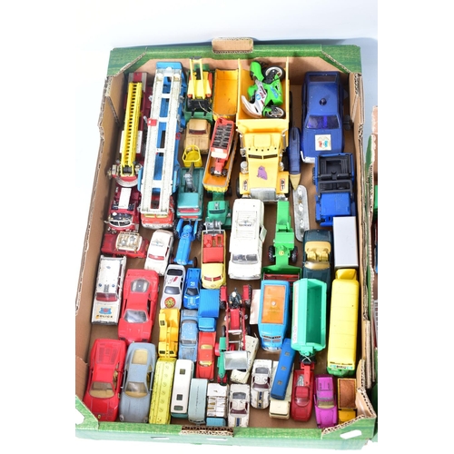 129 - A QUANTITY OF UNBOXED AND ASSORTED PLAYWORN DIECAST VEHICLES, to include Corgi Toys B.M.C. Mini Coop... 