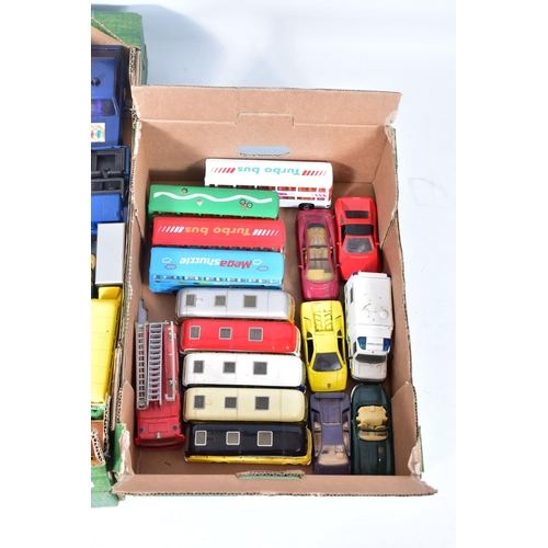 129 - A QUANTITY OF UNBOXED AND ASSORTED PLAYWORN DIECAST VEHICLES, to include Corgi Toys B.M.C. Mini Coop... 