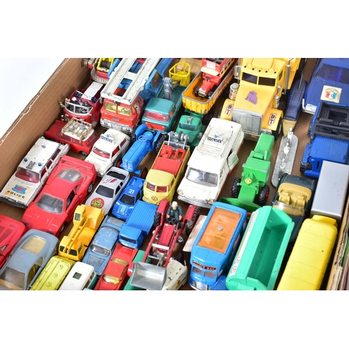 129 - A QUANTITY OF UNBOXED AND ASSORTED PLAYWORN DIECAST VEHICLES, to include Corgi Toys B.M.C. Mini Coop... 