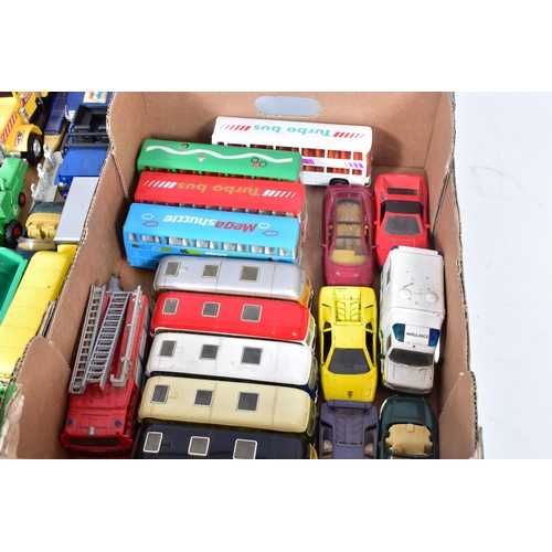 129 - A QUANTITY OF UNBOXED AND ASSORTED PLAYWORN DIECAST VEHICLES, to include Corgi Toys B.M.C. Mini Coop... 