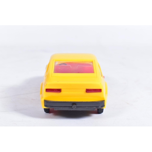 88 - AN UNBOXED BANDAI TINPLATE BATTERY OPERATED FERRARI 275 GT, orange body, red, white and blue interio... 