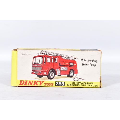 140 - A BOXED DINKY TOYS A.E.C. MERRYWEATHER MARQUIS  FIRE TENDER, No.285, appears complete and in good co... 