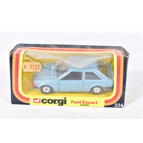 145 - FOUR BOXED DIECAST VEHICLES, Corgi Toys Ford Escort, No.334, Sikorsky Skycrane U.S. Army Helicopter,... 