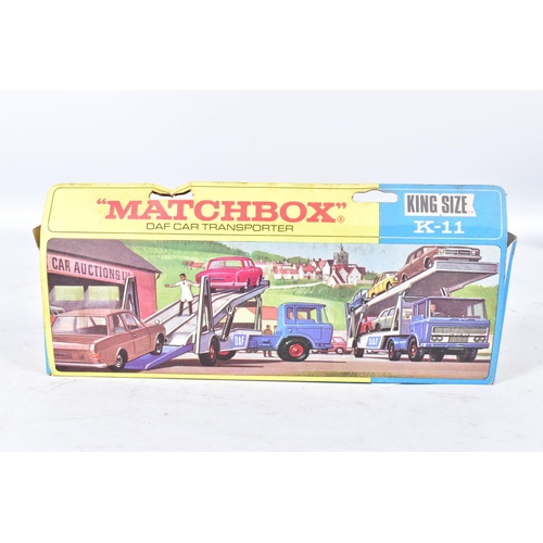 146 - THREE BOXED MATCHBOX KING SIZE AND SUPERKINGS MODELS, Super Kings Massey Ferguson Tractor & Trailer,... 