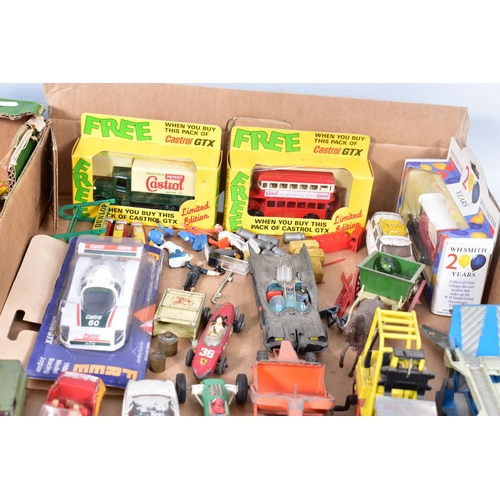 156 - A QUANTITY OF UNBOXED AND ASSORTED PLAYWORN DIECAST VEHICLES, to include Spot-On Ford Thames articul... 