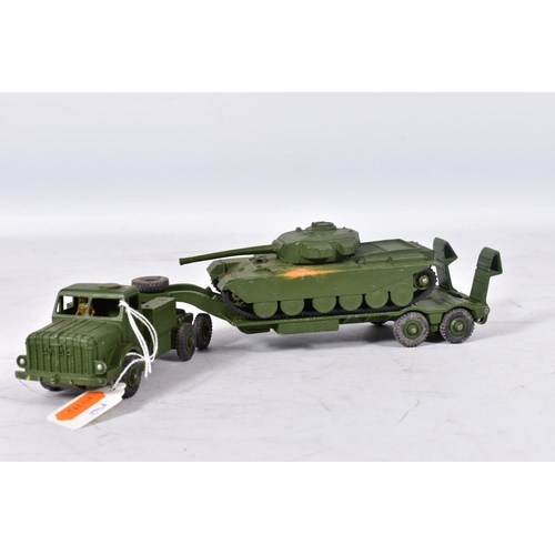 162 - A BOXED DINKY SUPERTOYS THORNYCROFT MIGHT ANTAR TANK TRANSPORTER WITH CENTURION TANK, Gift Set No.69... 