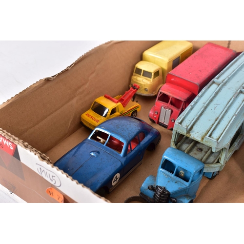 165 - A QUANTITY OF UNBOXED AND ASSORTED PLAYWORN DIECAST VEHICLES, to include Dinky Supertoys Guy Van  'G... 