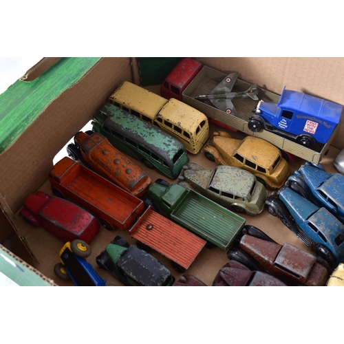 178 - A QUANTITY OF UNBOXED AND ASSORTED PLAYWORN DINKY DIECAST VEHICLES, majority are cars from the 1950'... 