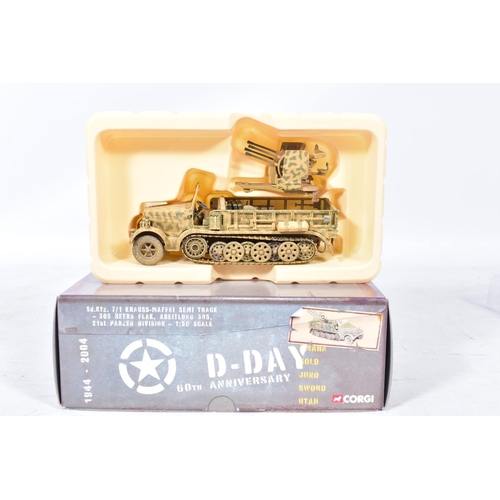 181 - SIX BOXED CORGI CLASSICS D-DAY 60TH ANNIVERSARY, WWII COLLECTION AND BATTLE OF THE BULGE GERMAN MILI... 