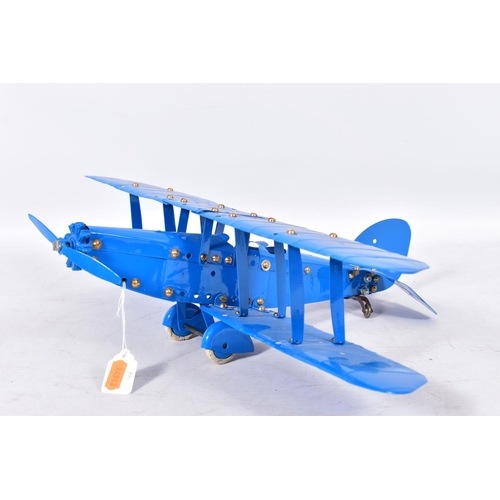 191 - TWO CONSTRUCTED MECCANO AEROPLANE CONSTRUCTOR MODELS, reproduction or restored/refinished parts now ... 