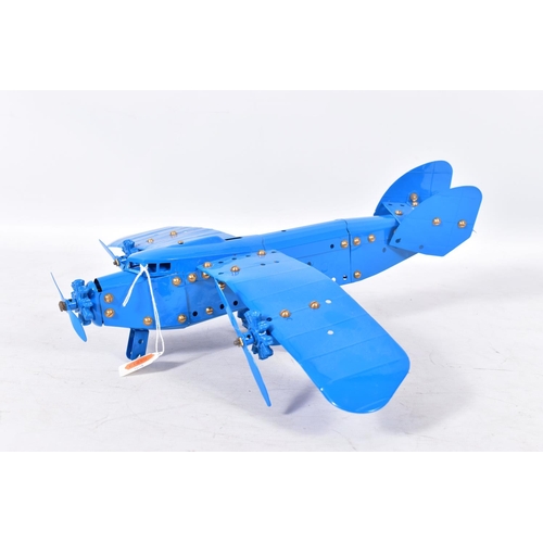 191 - TWO CONSTRUCTED MECCANO AEROPLANE CONSTRUCTOR MODELS, reproduction or restored/refinished parts now ... 