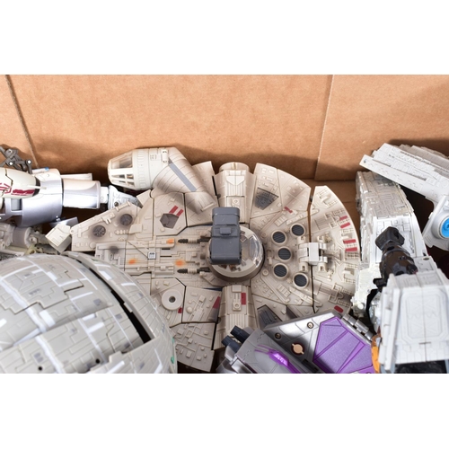 214 - A QUANTITY OF UNBOXED AND ASSORTED HASBRO STAR WARS TRANSFORMERS FIGURES, all in playworn condition ... 