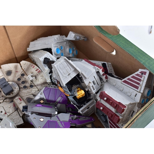 214 - A QUANTITY OF UNBOXED AND ASSORTED HASBRO STAR WARS TRANSFORMERS FIGURES, all in playworn condition ... 