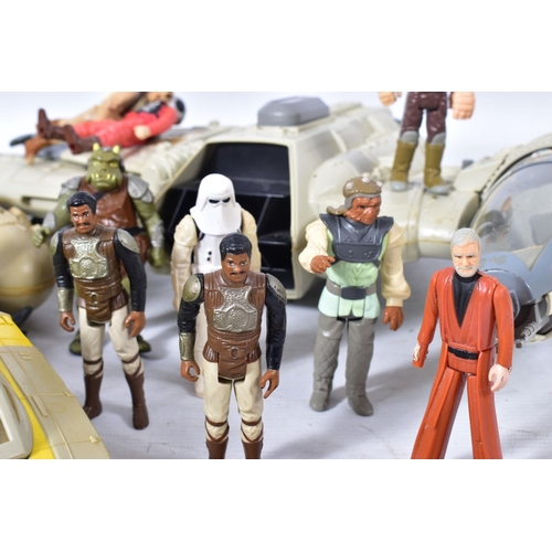 215 - A SELECTION OF 1970'S AND 80'S LFL STAR WARS FIGURES AND VEHICLES, to include a 1977 GMFGI Ben (Obi-... 