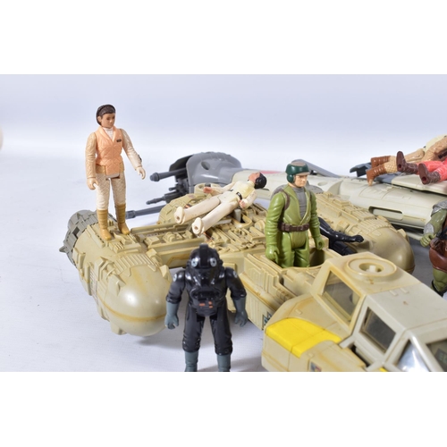 215 - A SELECTION OF 1970'S AND 80'S LFL STAR WARS FIGURES AND VEHICLES, to include a 1977 GMFGI Ben (Obi-... 