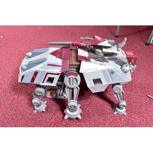 217 - FIVE EARLY 21ST CENTURY LFL STAR WARS VEHICLES AND SPACESHIPS, to include a 2008 Hasbro AT-TE with i... 