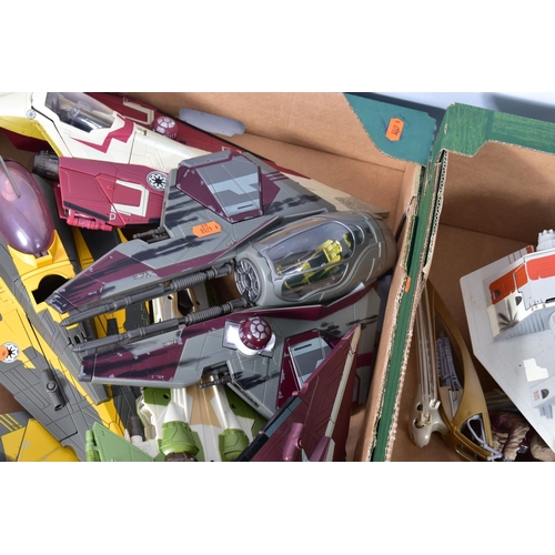 218 - TWO BOXES OF EARLY 21ST CENTURY LFL STAR WARS AIRCRAFTS, to include a 2008 V-Wing fighter, a collect... 