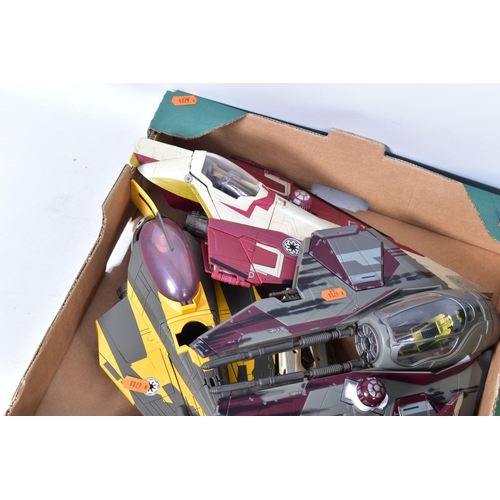 218 - TWO BOXES OF EARLY 21ST CENTURY LFL STAR WARS AIRCRAFTS, to include a 2008 V-Wing fighter, a collect... 