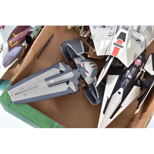 218 - TWO BOXES OF EARLY 21ST CENTURY LFL STAR WARS AIRCRAFTS, to include a 2008 V-Wing fighter, a collect... 