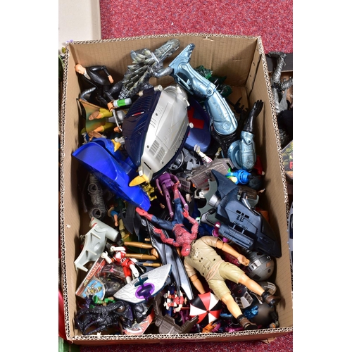 230 - FOUR BOXES OF MISCELLANEOUS FIGURES AND MODELS, to include three boxed Primeval figures, a 1997 Lost... 