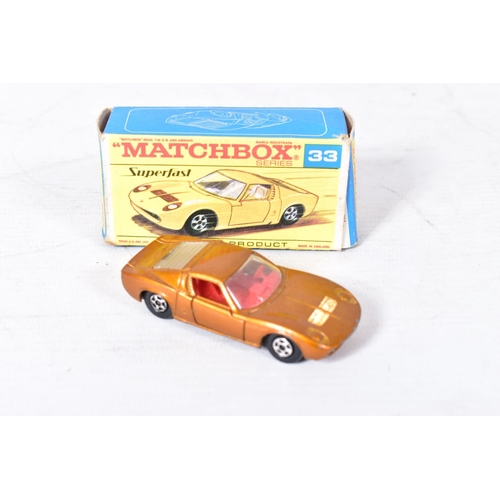 234 - FOUR BOXED MATCHBOX 1-75 SERIES SUPERFAST MODELS, Mercedes Truck, No.1, version in gold but tilt can... 