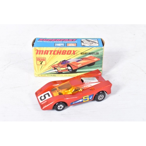 234 - FOUR BOXED MATCHBOX 1-75 SERIES SUPERFAST MODELS, Mercedes Truck, No.1, version in gold but tilt can... 