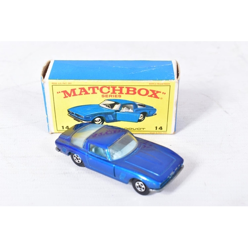 236 - TWO BOXED MATCHBOX 1-75 SERIES MODELS, ISO Grifo, No.14, Superfast issue with metallic blue body in ... 