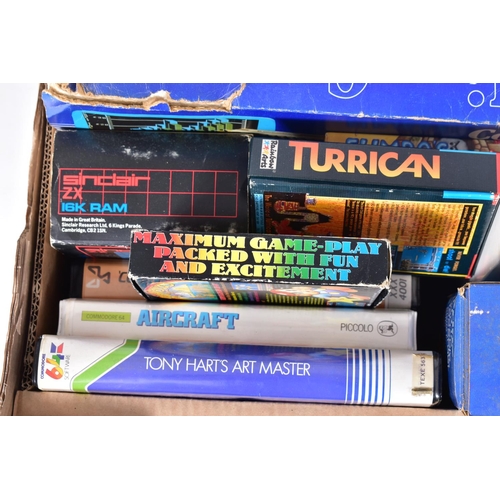 306 - BOXED COMMODORE 64, BOXED ZX81, GAMES AND ACCESSORIEs, games include Labyrinth,  Turrican, Flimbo's ... 