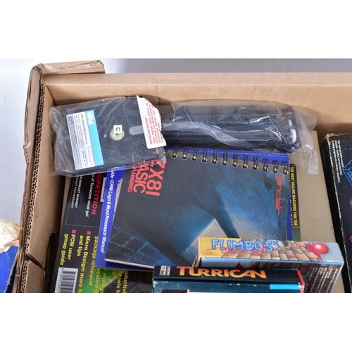 306 - BOXED COMMODORE 64, BOXED ZX81, GAMES AND ACCESSORIEs, games include Labyrinth,  Turrican, Flimbo's ... 