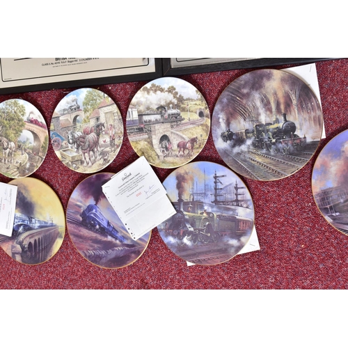 322 - A COLLECTION OF STEAM LOCOMOTIVE PICTURE MIRRORS, all of famous locomotives of the Big 4 or British ... 