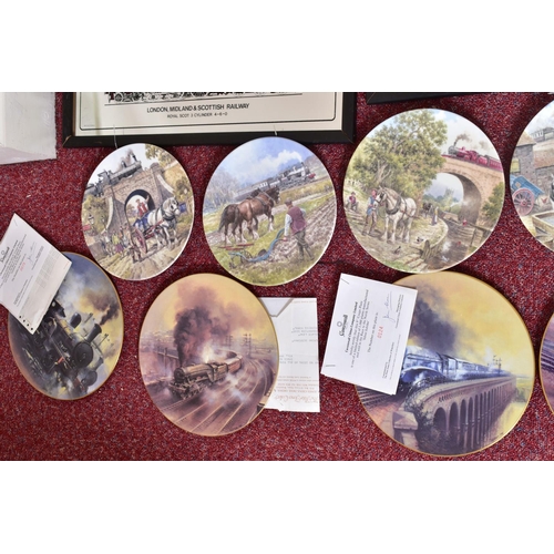 322 - A COLLECTION OF STEAM LOCOMOTIVE PICTURE MIRRORS, all of famous locomotives of the Big 4 or British ... 