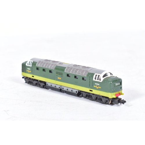 374 - THREE LIMA N GAUGE CLASS 55 DELTIC LOCOMOTIVES, 2 x unboxed 'Meld' No.D9003, B.R. two tone green liv... 